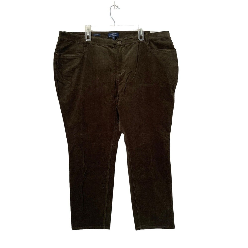 Talbots Simply Flattering 5 Pocket‎ Corduroy Pants 24W Plus Olive Straight NWT - Picture 2 of 11